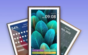 Apolosign Digital Calendar displaying the purple Halloween theme with pumpkin decorations
