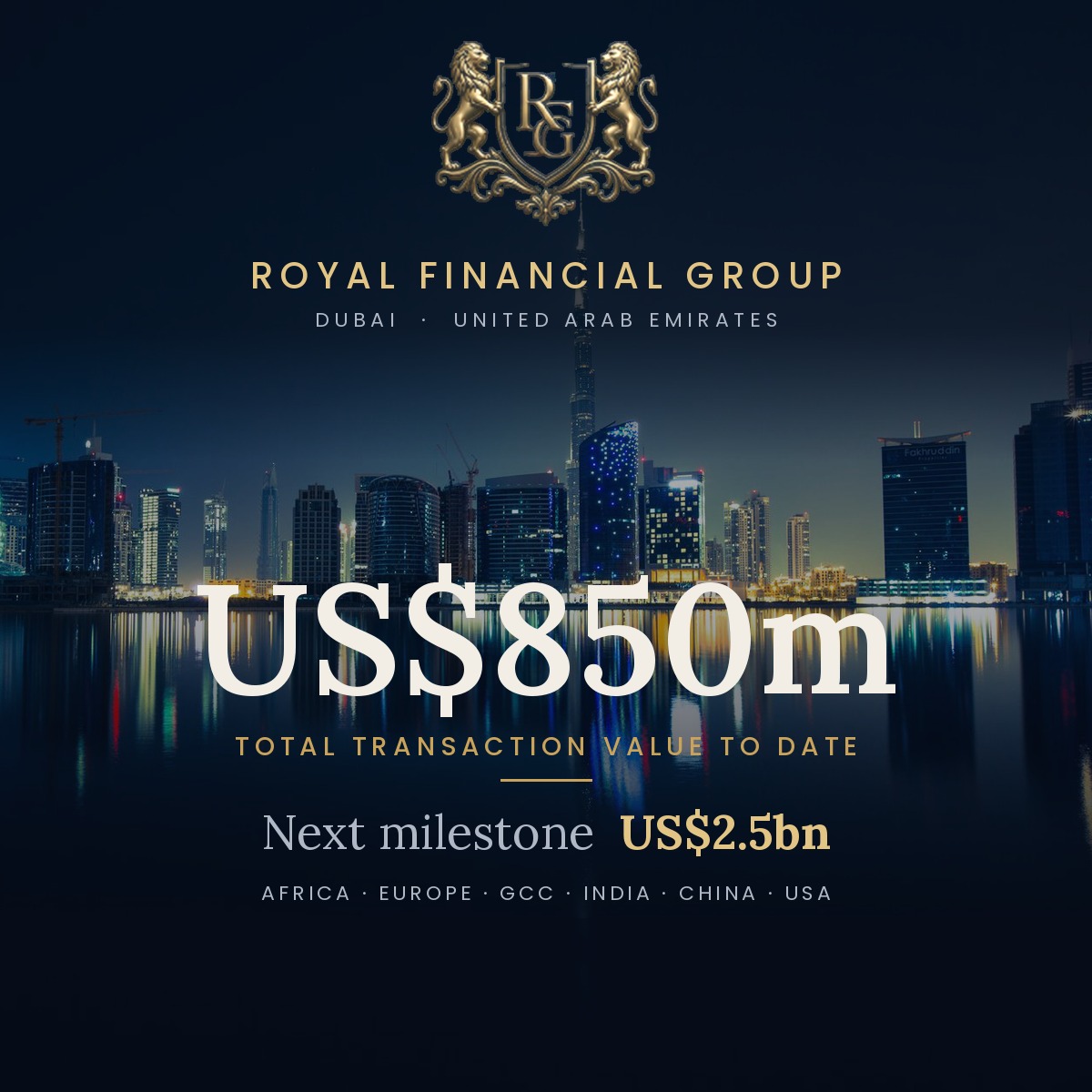 Dubai’s Royal Financial Group Crosses US$850 Million in Transaction Value, Targets US$2.5 Billion Next