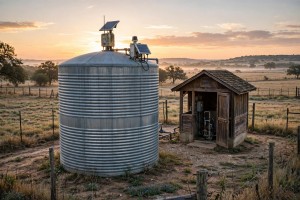 Ranch tank at sunrise