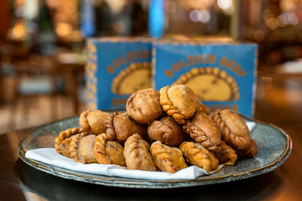 Generously filled empanadas served from the visiting Bolzico Beef cart at Fresh Generously filled empanadas served from the visiting Bolzico Beef cart at Fresh