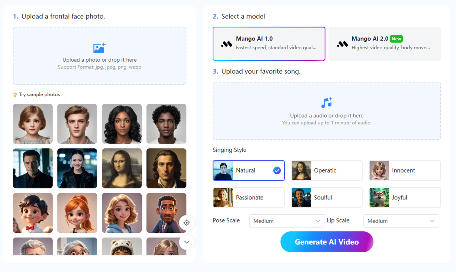 Mango AI Lets Users Make Singing Photos From a Photo and a Song