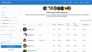 Influence Grid Launches New Platform to Help Marketers find TikTok Influencers