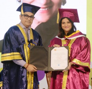 Dr Ajeenkya Dy Patil with Rajshree Pathy