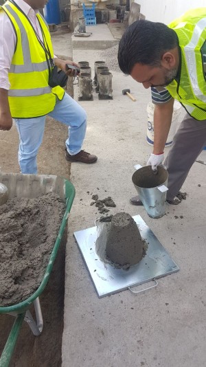 Arkad and Aramco engineers test concrete slump