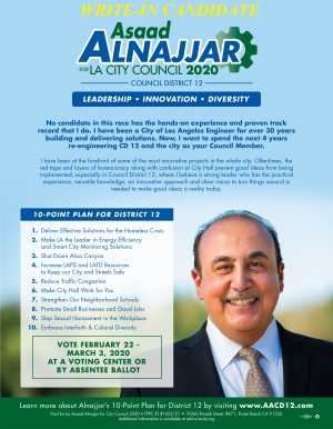 Asaad Alnajjar Announces “I am still in the Race” for  Los Angeles City Council District 12