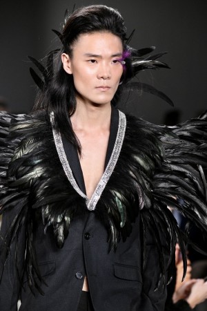 Model Victor Y. Chen walking for Designer Elie Balleh NYFW Show
