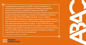 UKAS Accredits ABAC Center of Excellence’s Anti-Bribery Certification Program