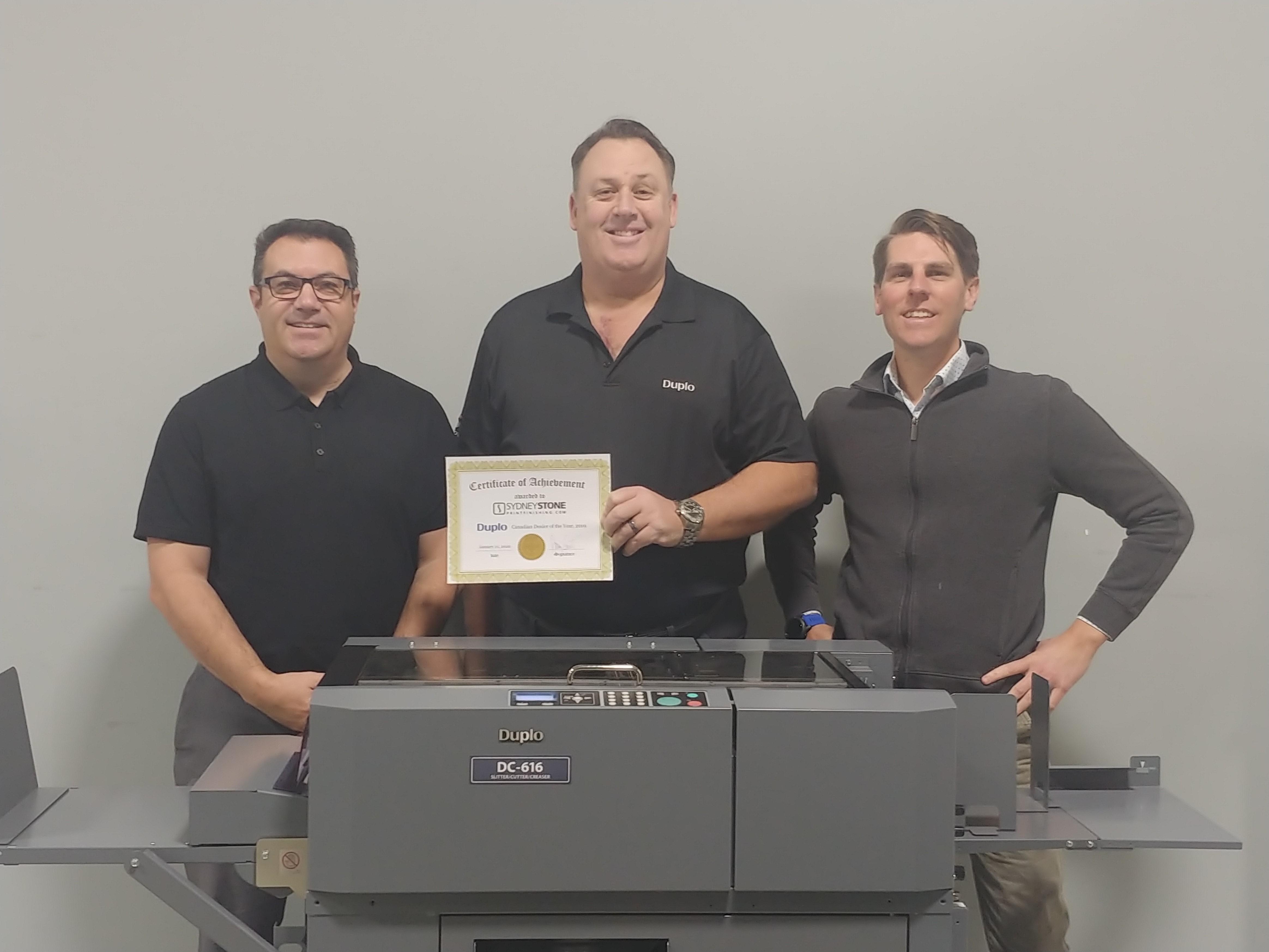 Duplo Canadian Dealer of the Year 2019 Sydney Stone Printfinishing