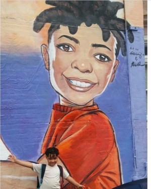 River MAson Eromosele is honored by his hometown of Newark, NJ with mural of him