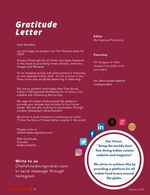 Editorial Fine dining Indian magazine