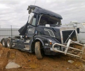 Semi truck being towed