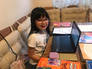 Academy of St Therese student, Mei, 4th Grade, learning from home