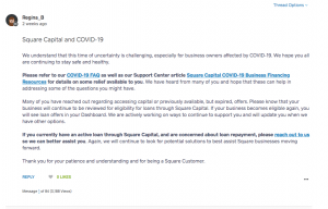 Square Capital Redacts Small Business Loan Offers In Lieu of COVID-19