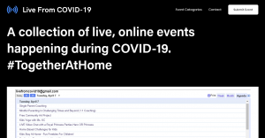Live from COVID-19 Launches, giving an all-inclusive calendar of online events during the global pandemic