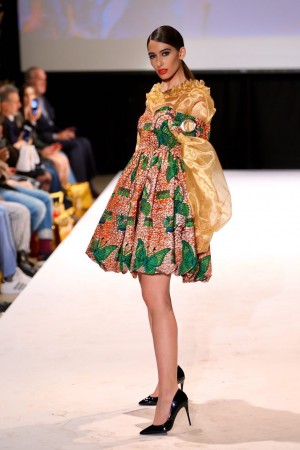 Elodie  in designer Nyonuvi-Emerge  NYFW AW20
