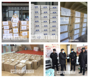 Receiving donated supplies in part of hit areas