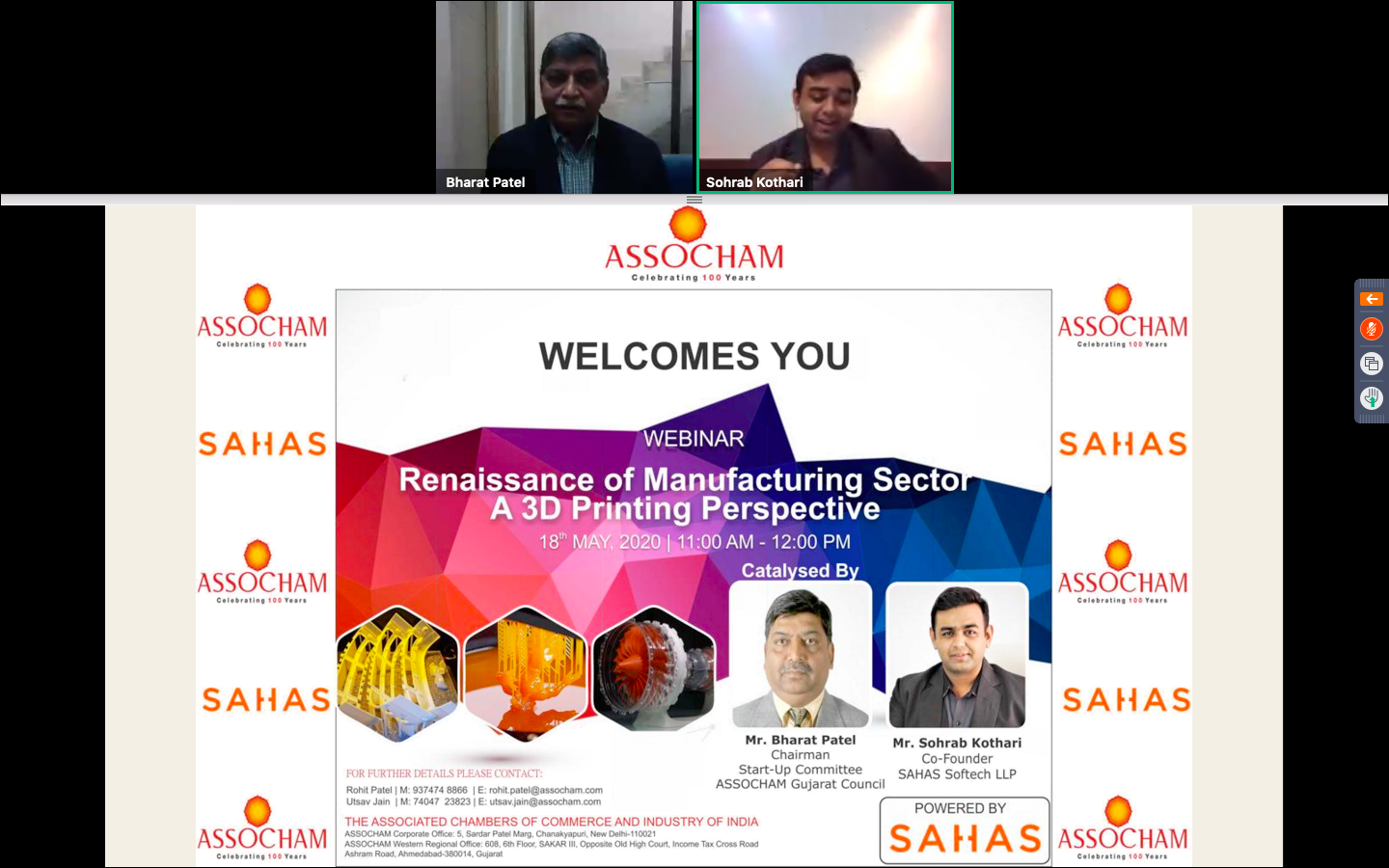 Mr Sohrab Kothari Cofounder SAHAS Softech LLP with Mr Bharat Patel ASSOCHAM Mr Sohrab Kothari Cofounder SAHAS Softech LLP with Mr Bharat Patel ASSOCHAM