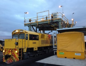 RST dust control solution is applied at a transfer station to stop dust releasing during transit