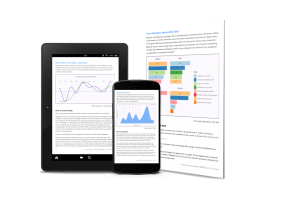 Screenshots of an A.I. report in multiple formats.