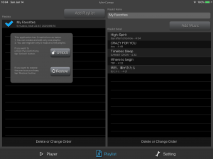 Playlist view at iPad