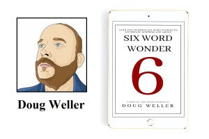 Six Word Wonder on tablet with author photo