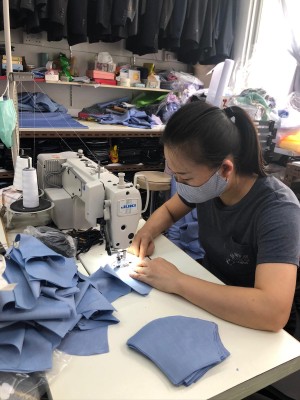 Master Tailor Chung working on the Reusable Masks