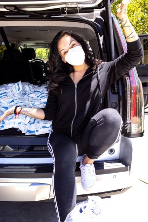 Salice Rose donating masks to Antelope Valley Hospital