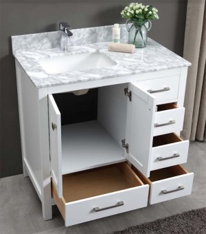 Constantia 36 Inch Bathroom Vanity White Carrara Marble Top
