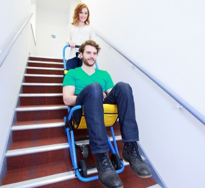 Evacuation chair (Evac Chair® 300) in use