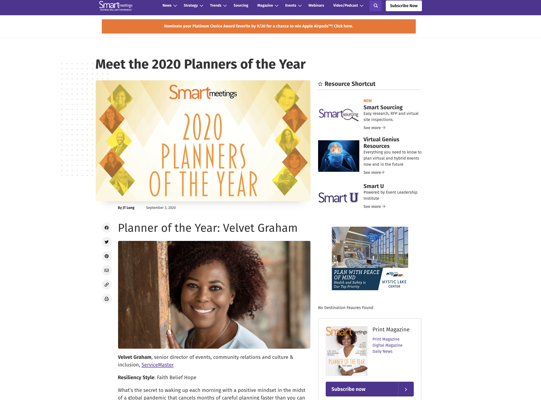 See the 2020 Planners of the Year at smartmeetingscom See the 2020 Planners of the Year at smartmeetingscom