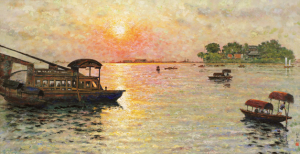 South Lake 1964, oil on canvas, 35cm×69cm