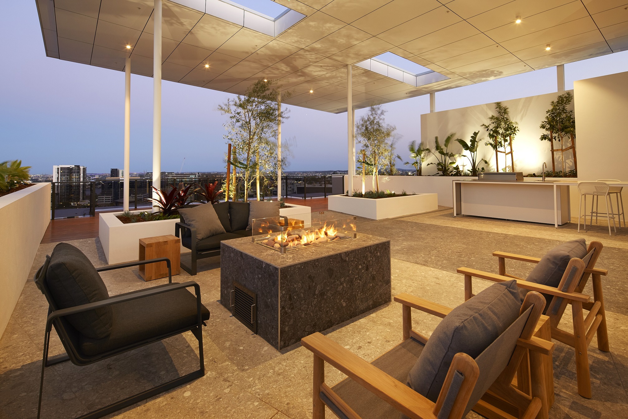 Omega Apartments rooftop entertaining space