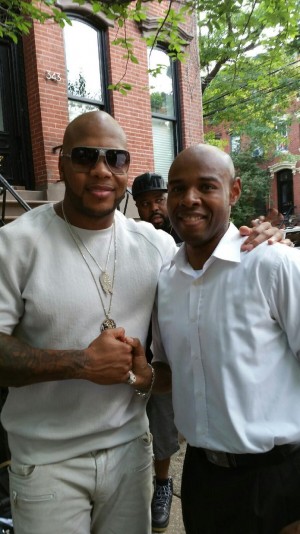 Flo Rida with Al Cosby (assistant of Monica Pinto of Hymosis Visuals)