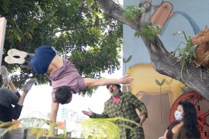 Handstands at a Cafe