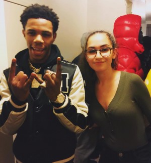 Francesca Pinto with A-Boogie Wit Da Hoodie on set