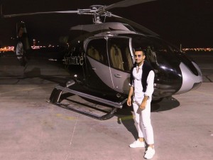 Riccardo de Bernardinis with an elicopter in Las Vegas, Nevada