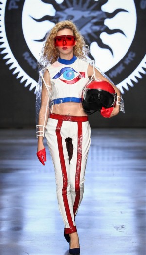 planet zero handmade in ny women white suit w eye