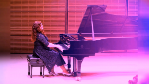 Karen Salicath Jamali Preforming her composition GAIA  ad Carnegie Hall Zankel Hall, Dec.22 2019  