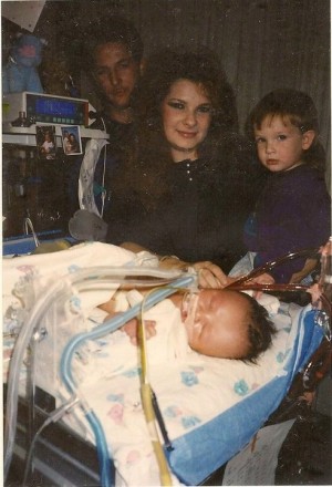 Rhonda Montague and her family with son, Preston, in 1993