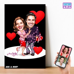 personalized caricature tied couple wooden wall art custom fairy 861310