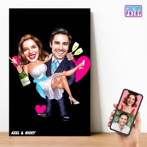 personalized married caricature wooden wall art 3 custom fairy 264367