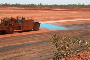 A water cart is used to apply RST