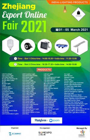 2021- Zhejiang Export Online Fair (India-Lighting Products)
