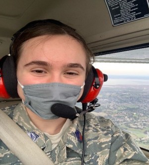 Cadet Sergeant Giulia Telli during her first flight lesson