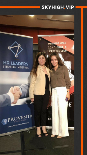 Maria Lourdes Ann Cruz, head of human resources Asia from AUGENTIUS (Left) ; Phoebe Ma, Events & PR Manager from SKYHIGH.VIP (Right)