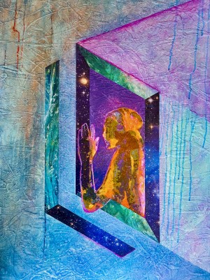 Into reality. 24” x 36” mixed media on canvas