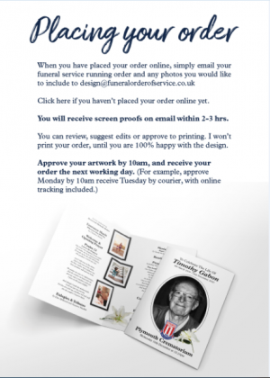 Funeral Order of Service Offers FREE Bespoke Design Service Removing the Need for Families to use Complex Online Tools