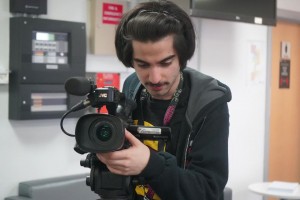 Aziz Filming During A Rehersal