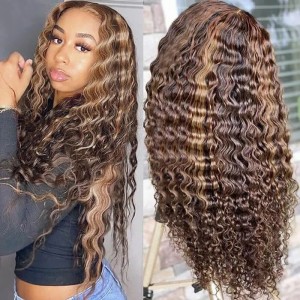 julia hair curly wigs highlight colored wig