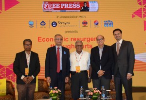 From Left To Right  1.Gautam Dey, Senior Deputy Traffic Manager, Business Development, Mumbai Port Trust  2.Sandeep Mehta, President, APSEZ  3.R N Bhaskar, Consulting Editor  4.Rajiv Agarwal, CEO and MD, Essar Ports  5.Abhishek Karnani, Director, Free Pre